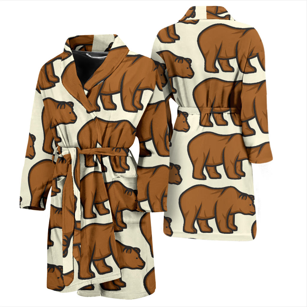 Bear Pattern Print Design BE05 Men Bathrobe