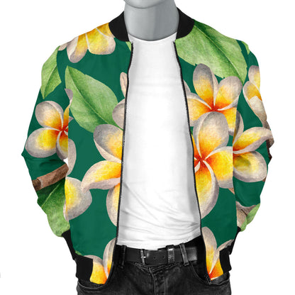 Plumeria Pattern Print Design PM07 Men Bomber Jacket
