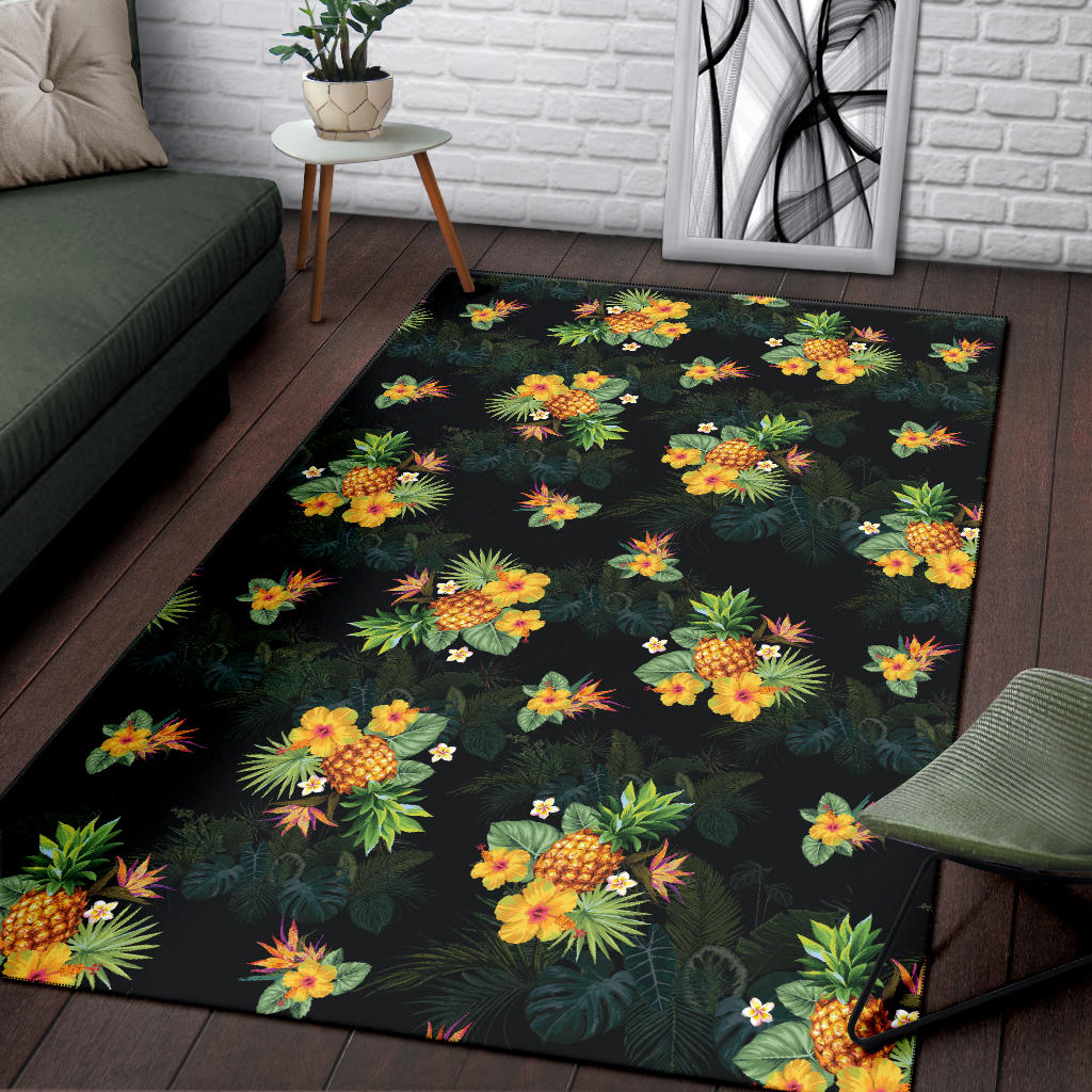 Pineapple Tropical Flower Print Pattern Area Rugs