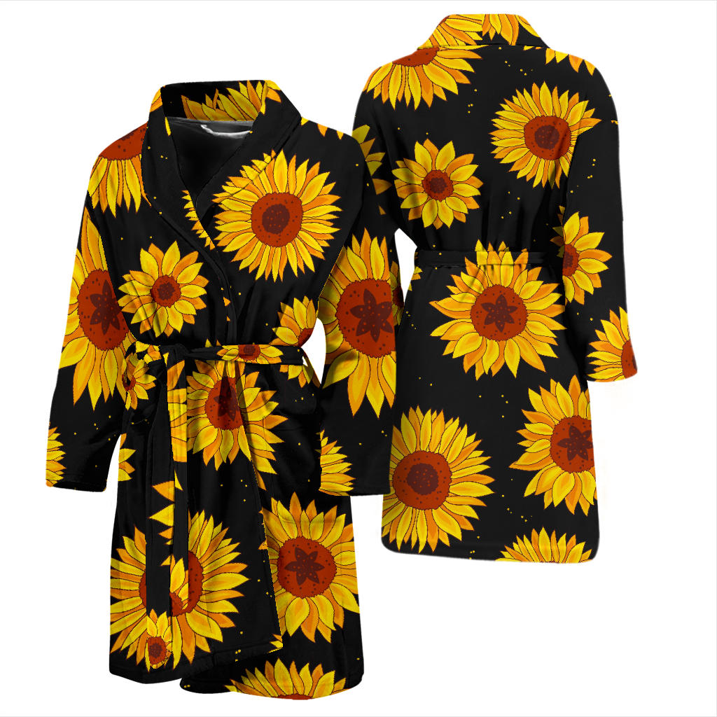 Sunflower Pattern Print Design SF09 Men Bathrobe