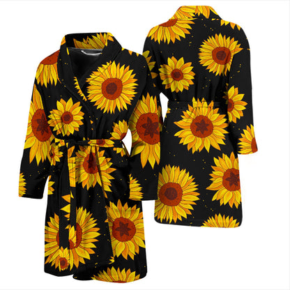 Sunflower Pattern Print Design SF09 Men Bathrobe
