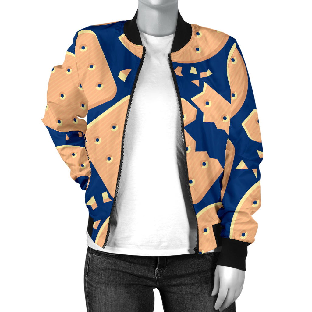 Cracker Pattern Print Design 03 Women's Bomber Jacket