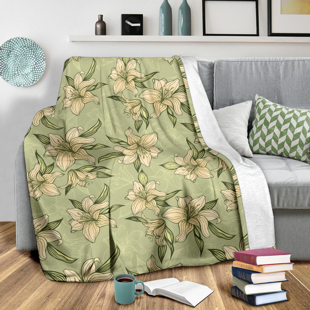 Lily Pattern Print Design LY06 Fleece Blanket