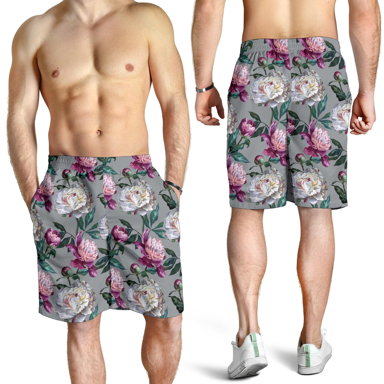 Peony Pattern Print Design PE01 Mens Shorts