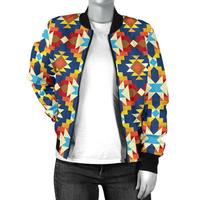 Aztec Pattern Print Design 01 Women's Bomber Jacket