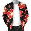 Red Hibiscus Pattern Print Design HB021 Men Bomber Jacket