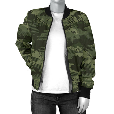 Army Camouflage Pattern Print Design 02 Women's Bomber Jacket