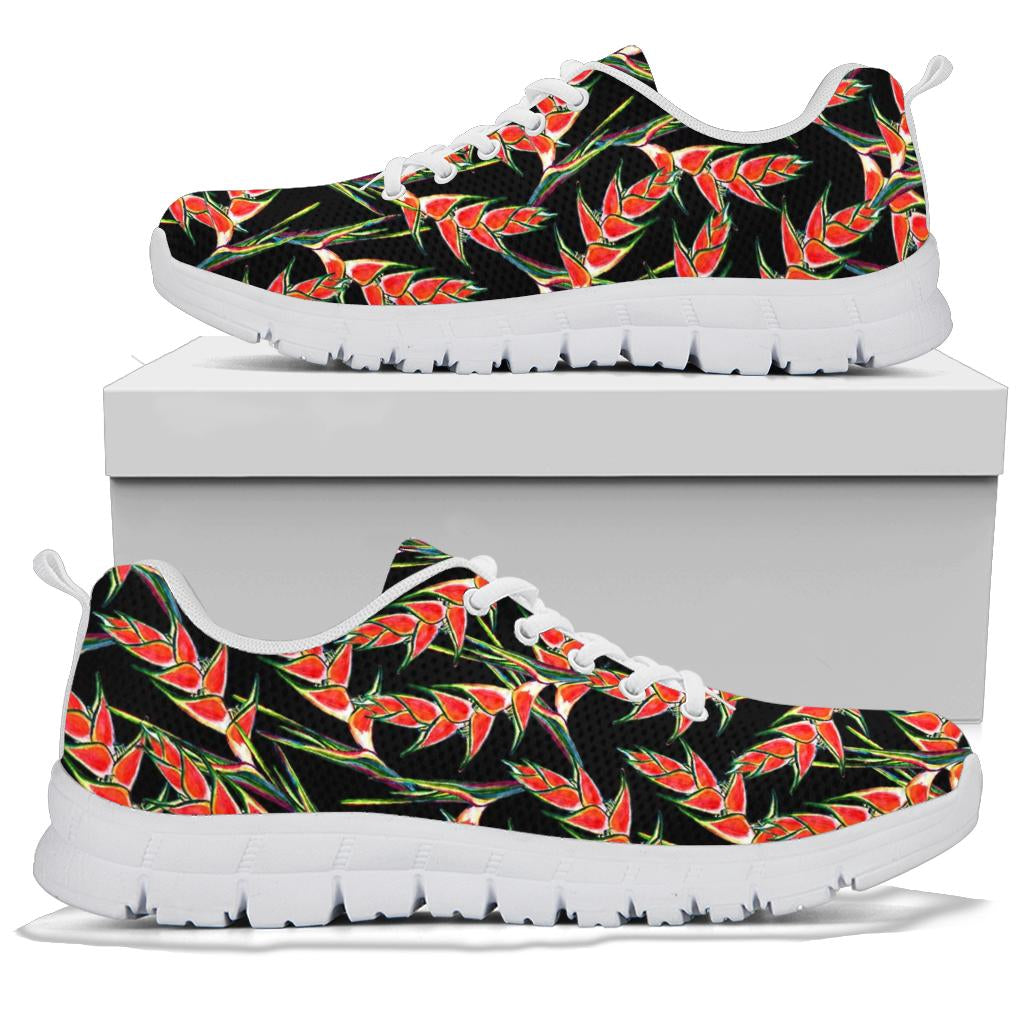 Heliconia Pattern Print Design HL010 Sneakers White Bottom Shoes