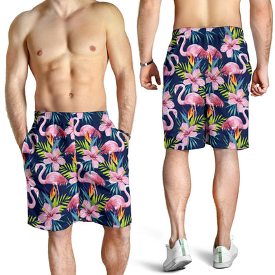 Flamingo Hibiscus Print Mens Shorts