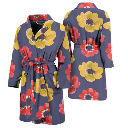 Anemone Pattern Print Design AM010 Men Bathrobe