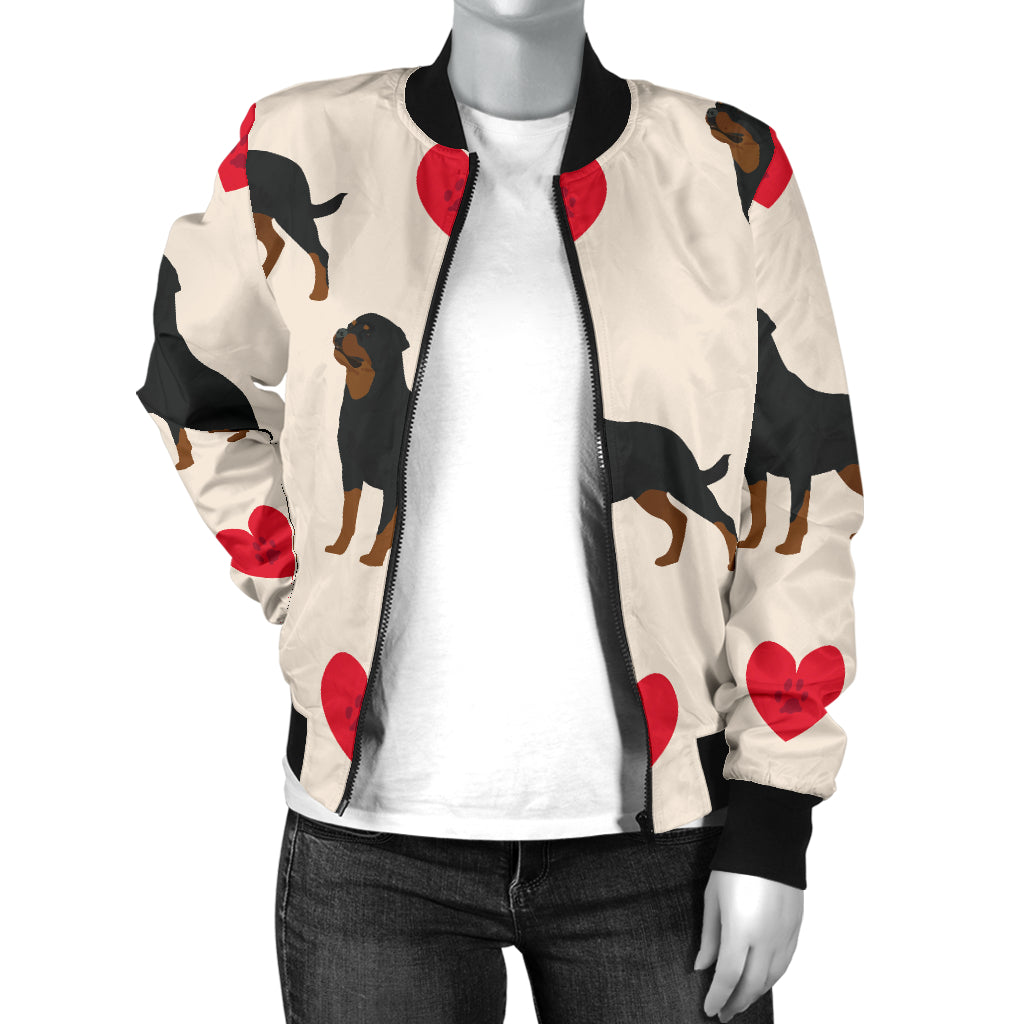 Rottweiler Pattern Print Design A02 Women's Bomber Jacket