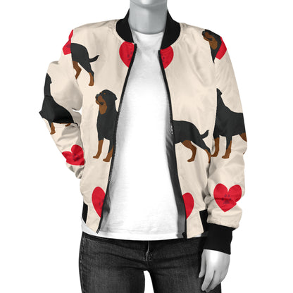 Rottweiler Pattern Print Design A02 Women's Bomber Jacket