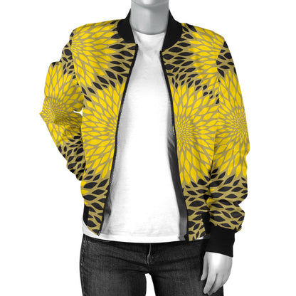 Sunflower Pattern Print Design SF06 Women Bomber Jacket