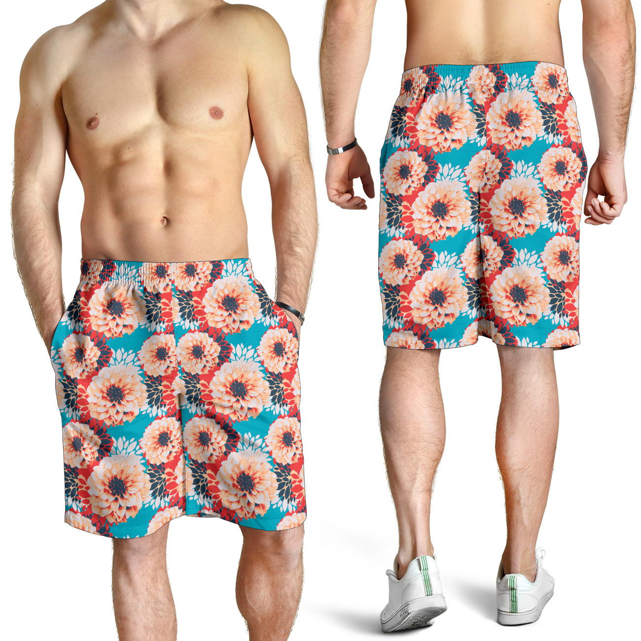 Dahlia Pattern Print Design DH05 Mens Shorts