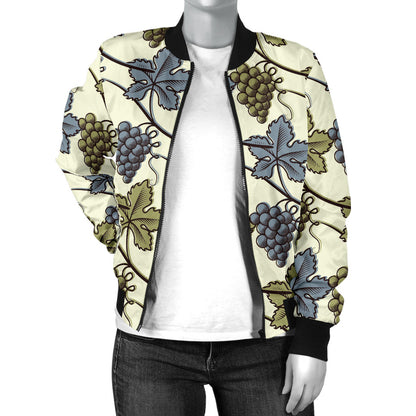 Grape Pattern Print Design GP03 Women Bomber Jacket