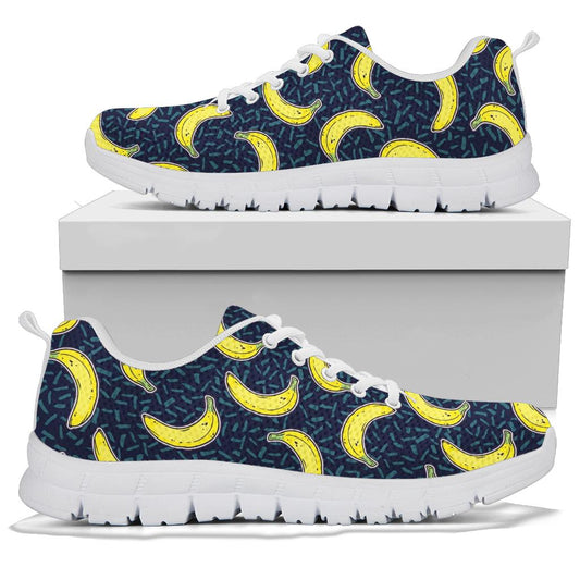 Banana Pattern Print Design BA09 Sneakers White Bottom Shoes