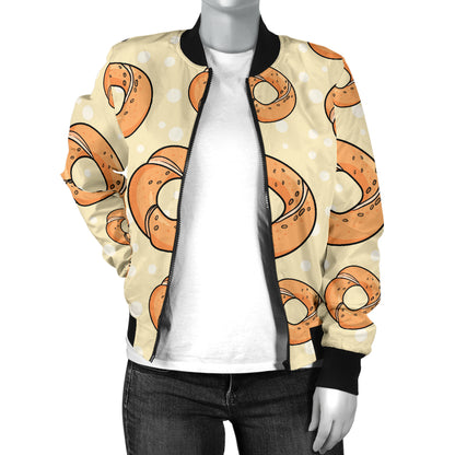 Bagel Pattern Print Design 03 Women's Bomber Jacket