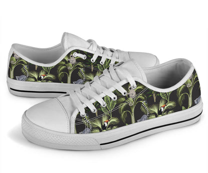 Rainforest Pattern Print Design RF05 White Bottom Low Top Shoes