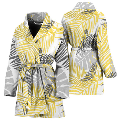 Palm Leaves Pattern Print Design PL012 Women Bathrobe