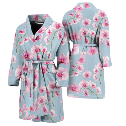 Orchid Pink Pattern Print Design OR01 Men Bathrobe
