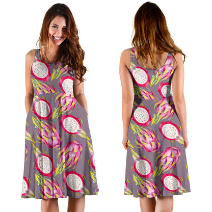 Dragonfruit Pattern Print Design DF03 Midi Dress