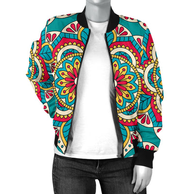 Mandala Pattern Print Design 03 Women's Bomber Jacket