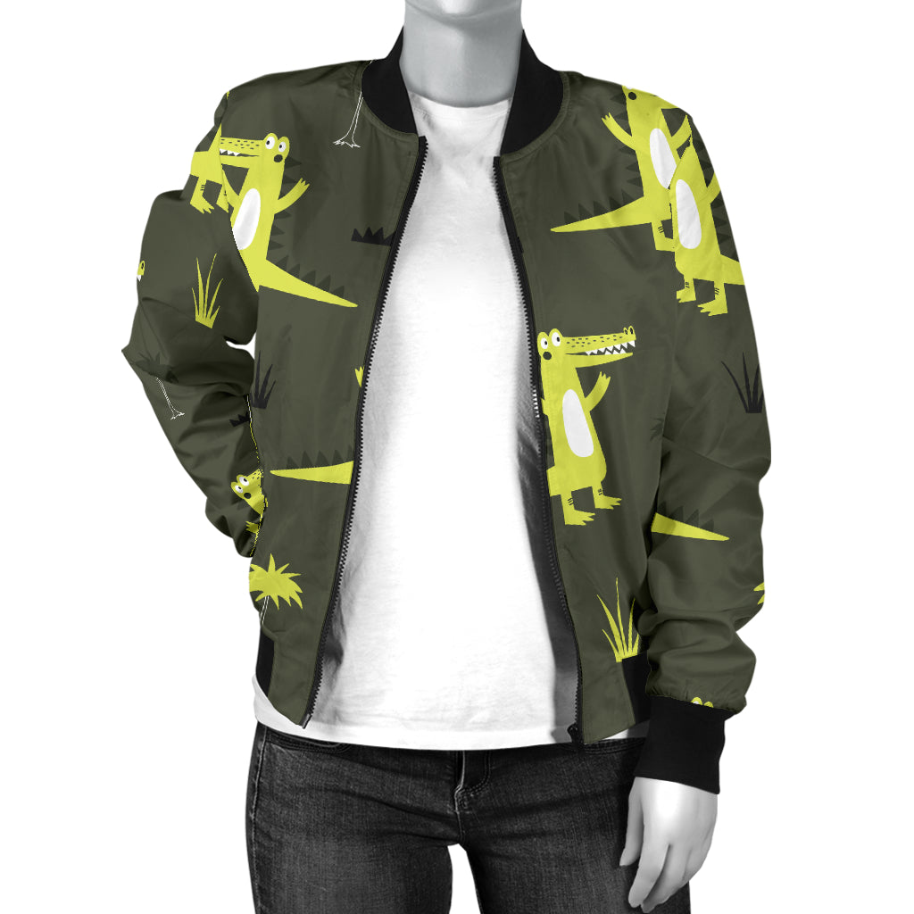 Alligator Pattern Print Design 05 Women's Bomber Jacket