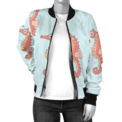 SeaHorse Pattern Print Design 01 Women's Bomber Jacket