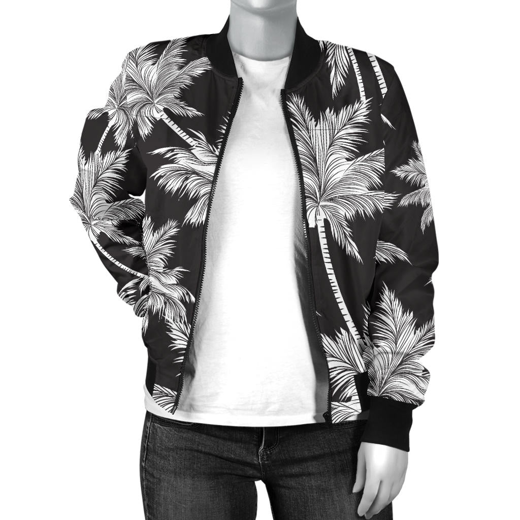 Palm Tree Pattern Print Design PT03 Women Bomber Jacket
