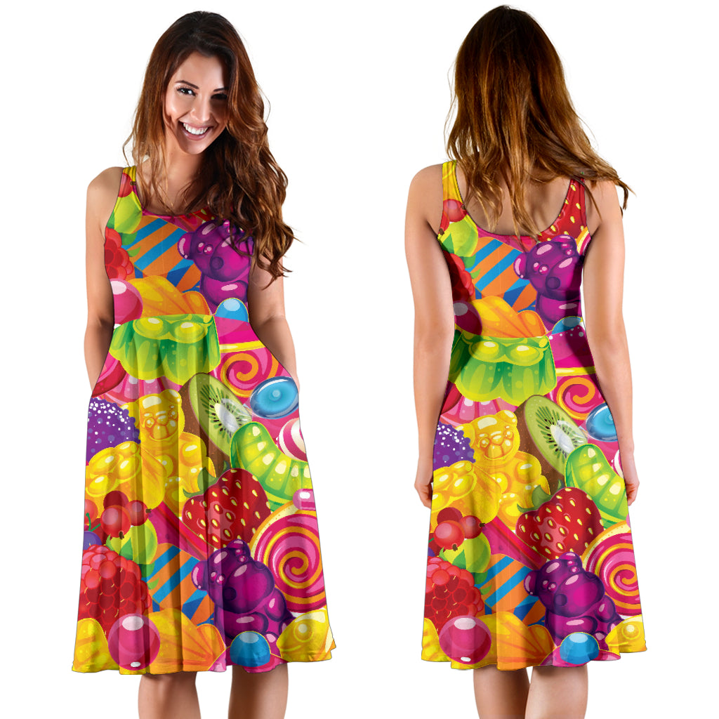 Candy Pattern Print Design CA01 Midi Dress