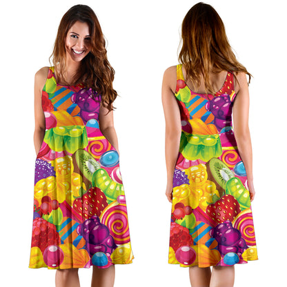 Candy Pattern Print Design CA01 Midi Dress