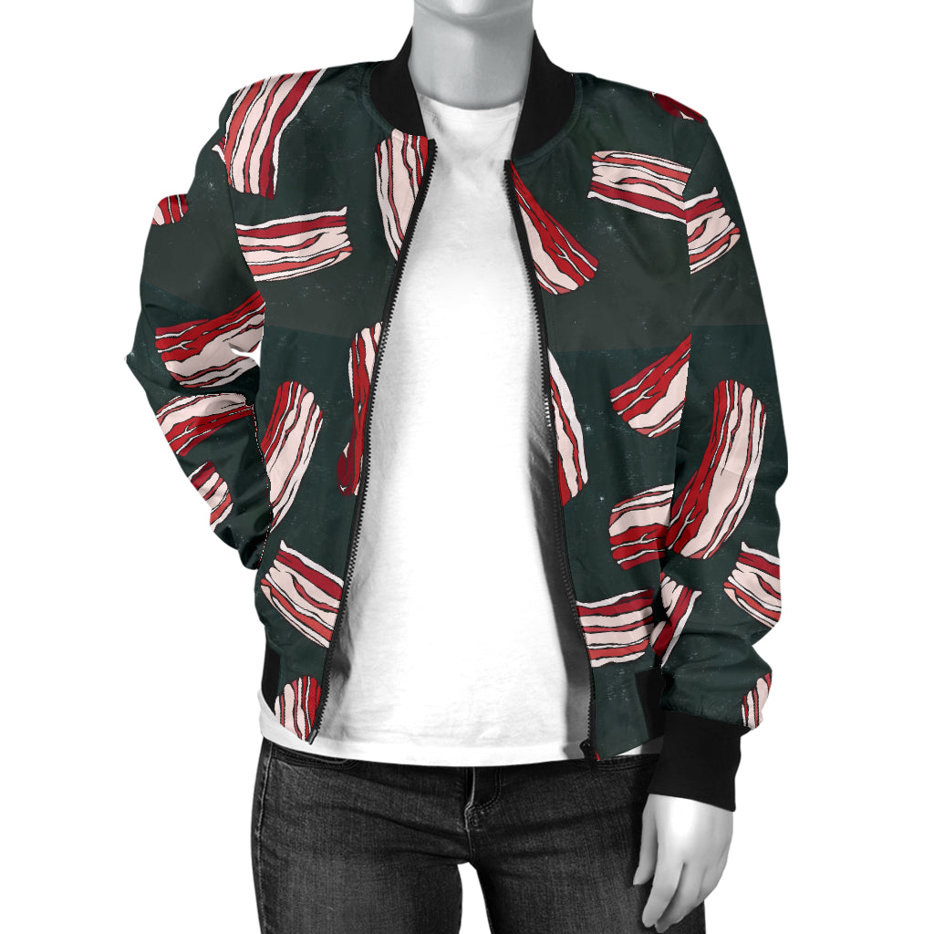 Bacon Pattern Print Design 02 Women's Bomber Jacket