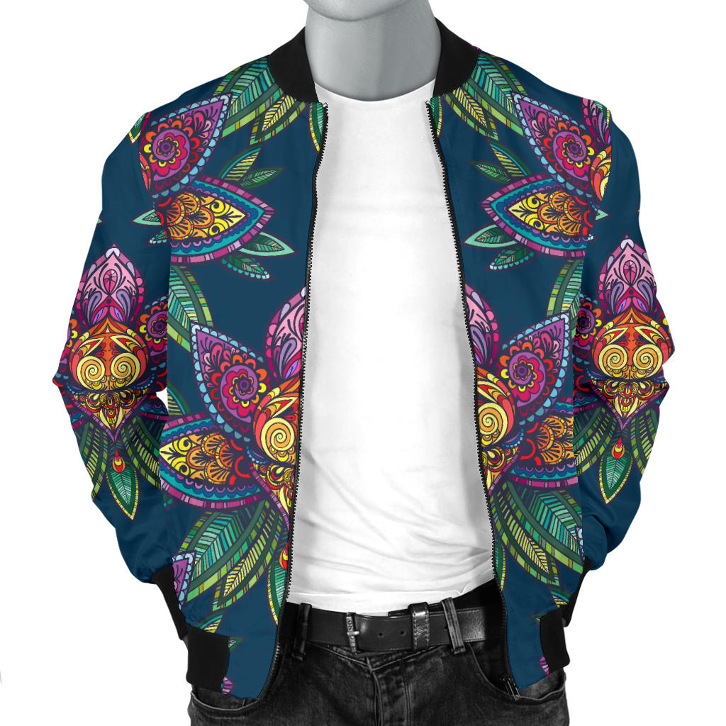 lotus Boho Pattern Print Design LO04 Men Bomber Jacket