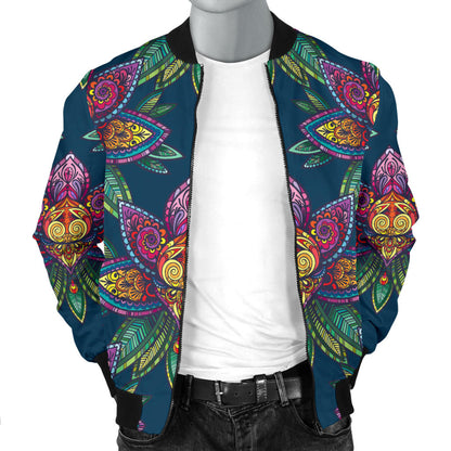 lotus Boho Pattern Print Design LO04 Men Bomber Jacket