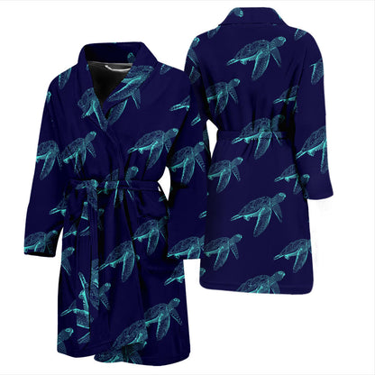 Sea Turtle Pattern Print Design T04 Men Bathrobe