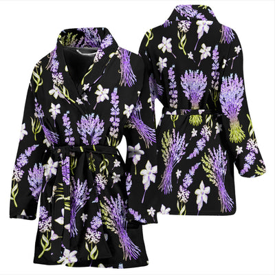 Lavender Pattern Print Design LV04 Women Bathrobe