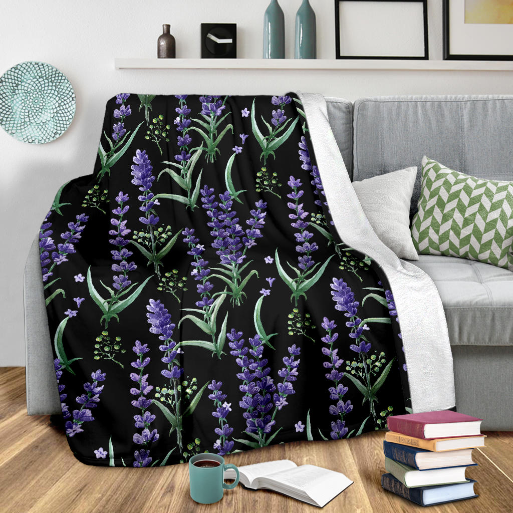 Lavender Pattern Print Design LV01 Fleece Blanket