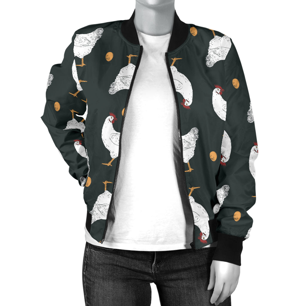 Chicken Pattern Print Design 06 Women's Bomber Jacket