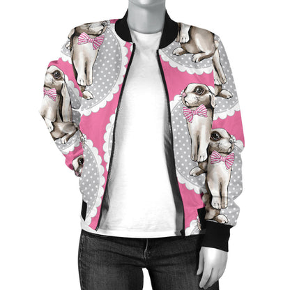 Rabbit Pattern Print Design RB019 Women Bomber Jacket