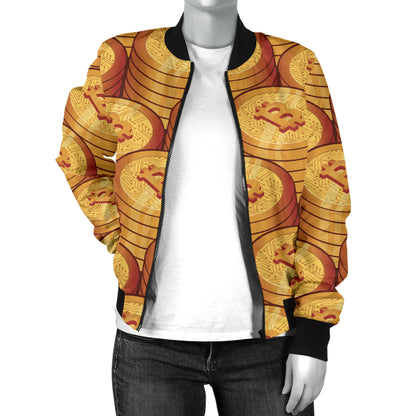 Bitcoin Pattern Print Design 02 Women's Bomber Jacket