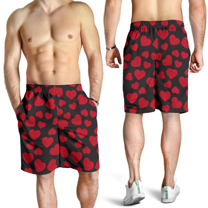 Heart Red Pattern Print Design HE01 Mens Shorts