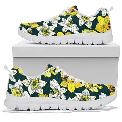 Daffodils Pattern Print Design DF02 Sneakers White Bottom Shoes