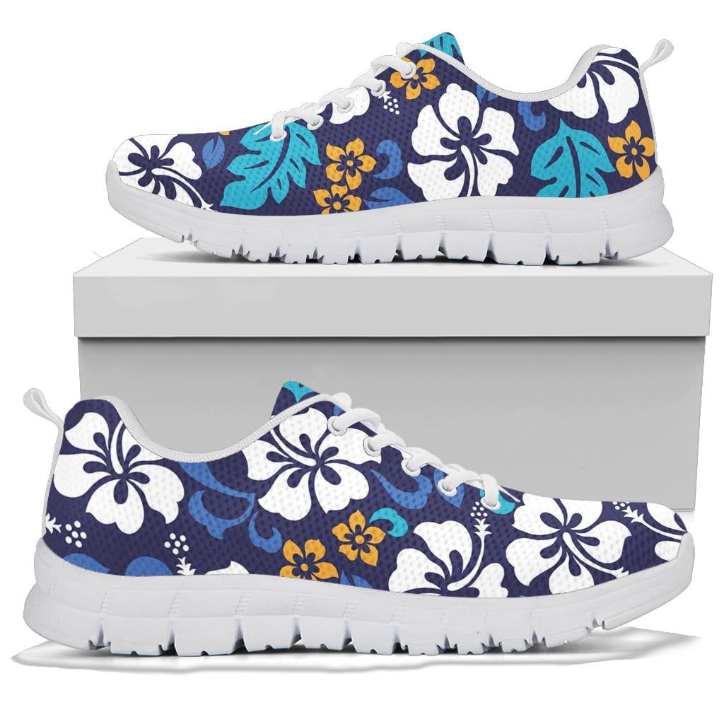 Hibiscus Pattern Print Design HB030 Sneakers White Bottom Shoes