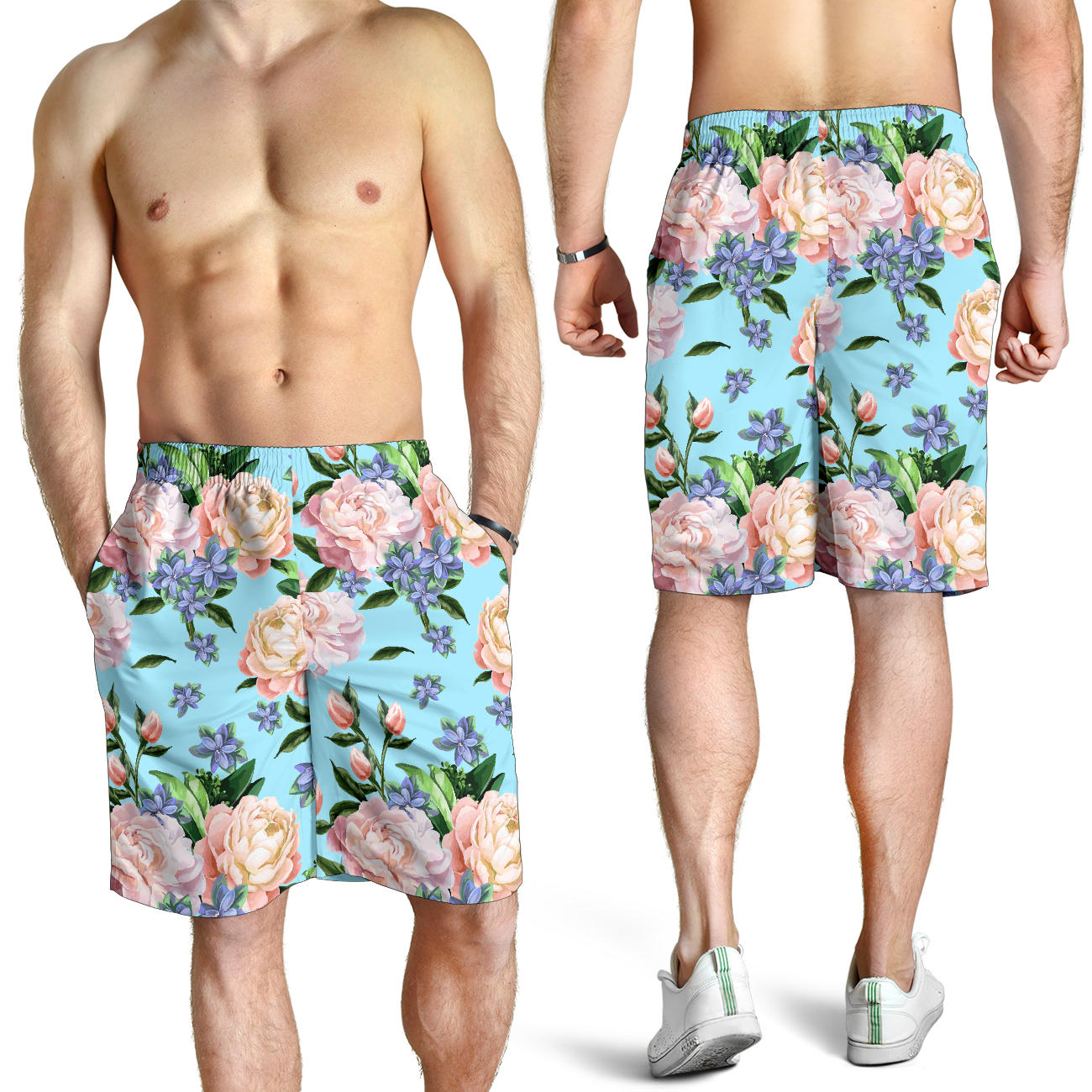 Peony Pattern Print Design PE02 Mens Shorts