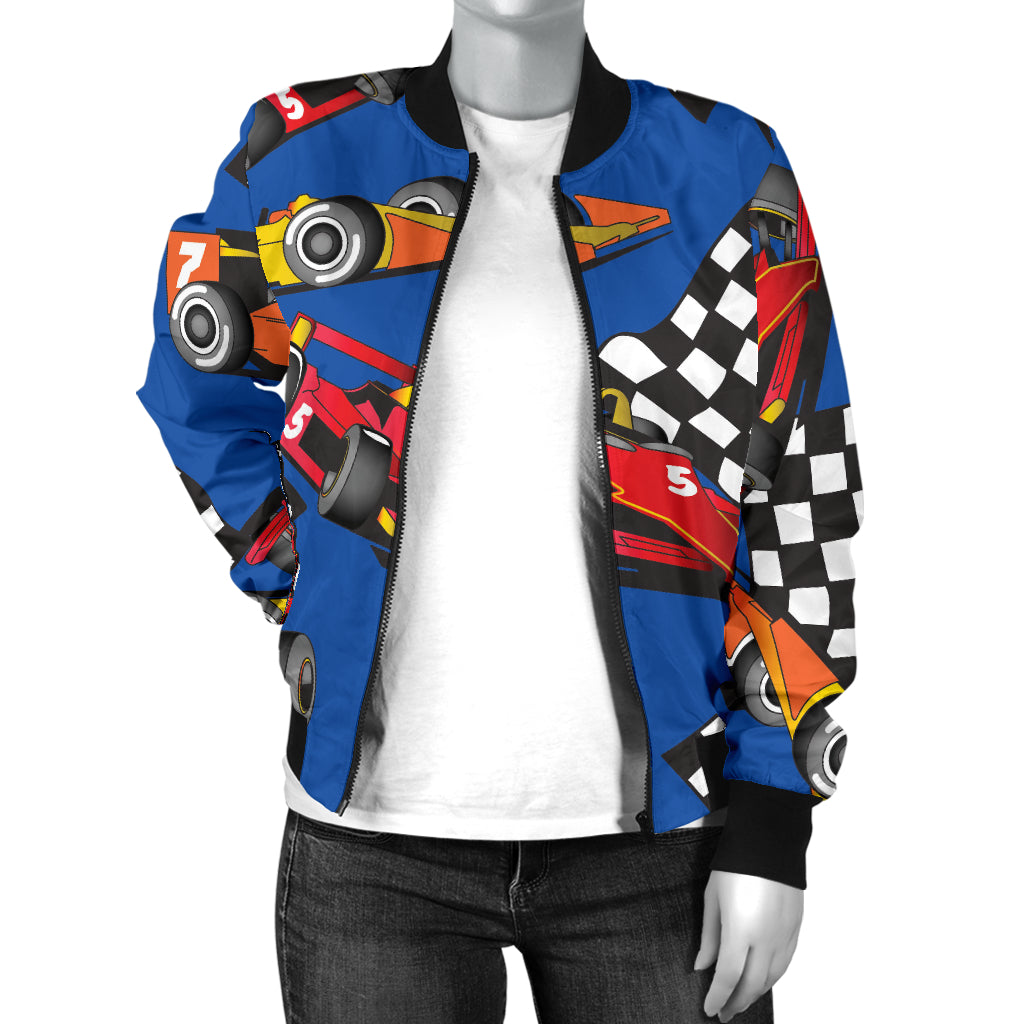 Racing Pattern Print Design A01 Women's Bomber Jacket