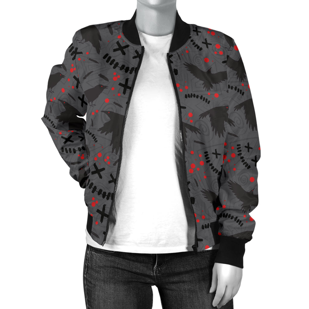Crow Pattern Print Design 02 Women's Bomber Jacket