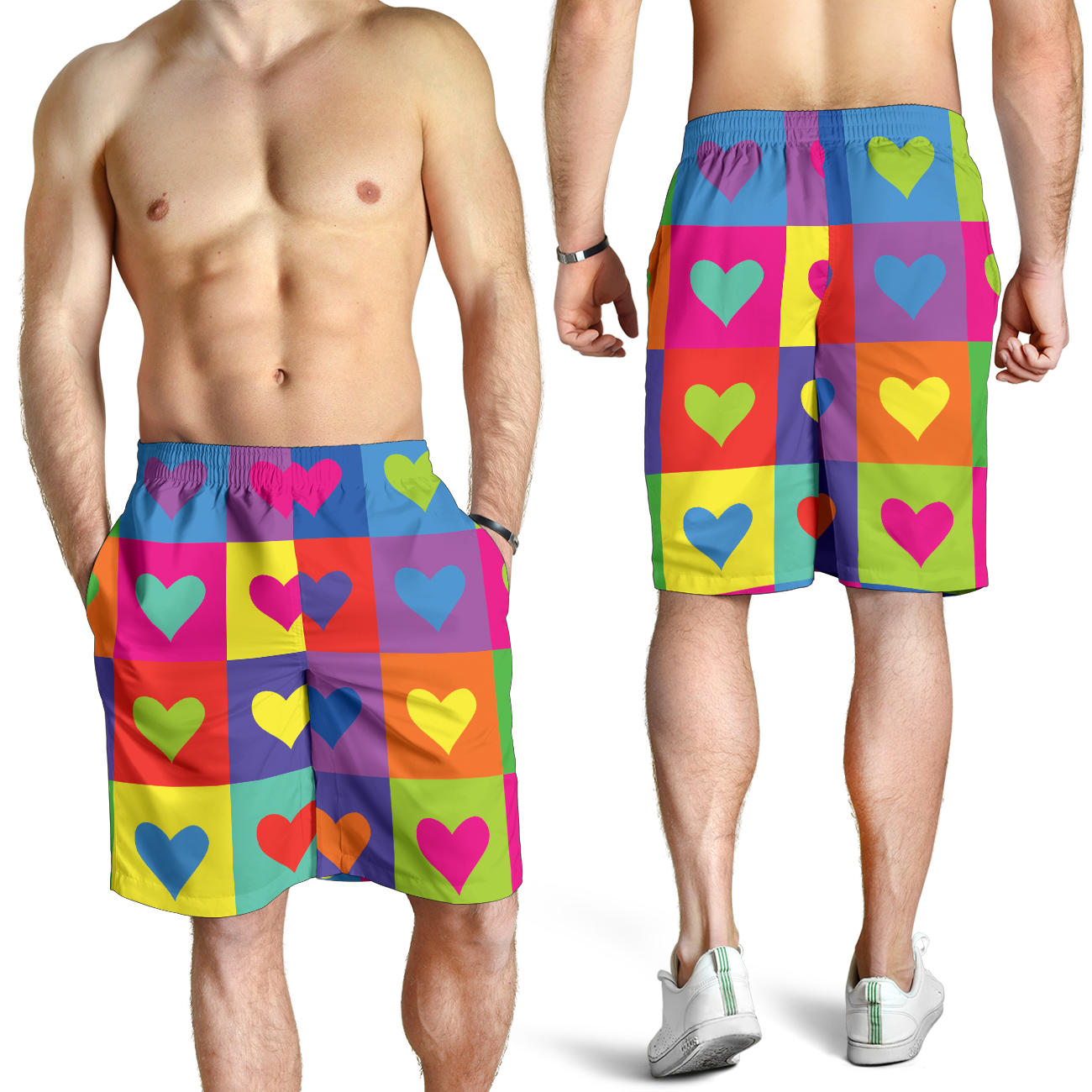 Pop Art Heart Pattern Print Design A01 Mens Shorts