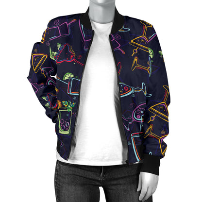Cocktail Pattern Print Design 04 Women's Bomber Jacket