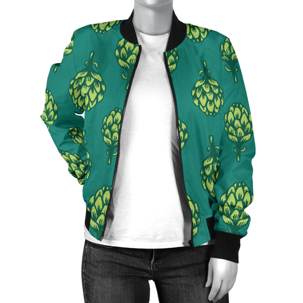 Artichoke Pattern Print Design 04 Women's Bomber Jacket