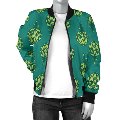 Artichoke Pattern Print Design 04 Women's Bomber Jacket